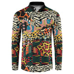 African Mixed Wild Animal Skins Button Sweatshirt