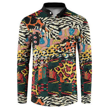 African Mixed Wild Animal Skins Button Sweatshirt
