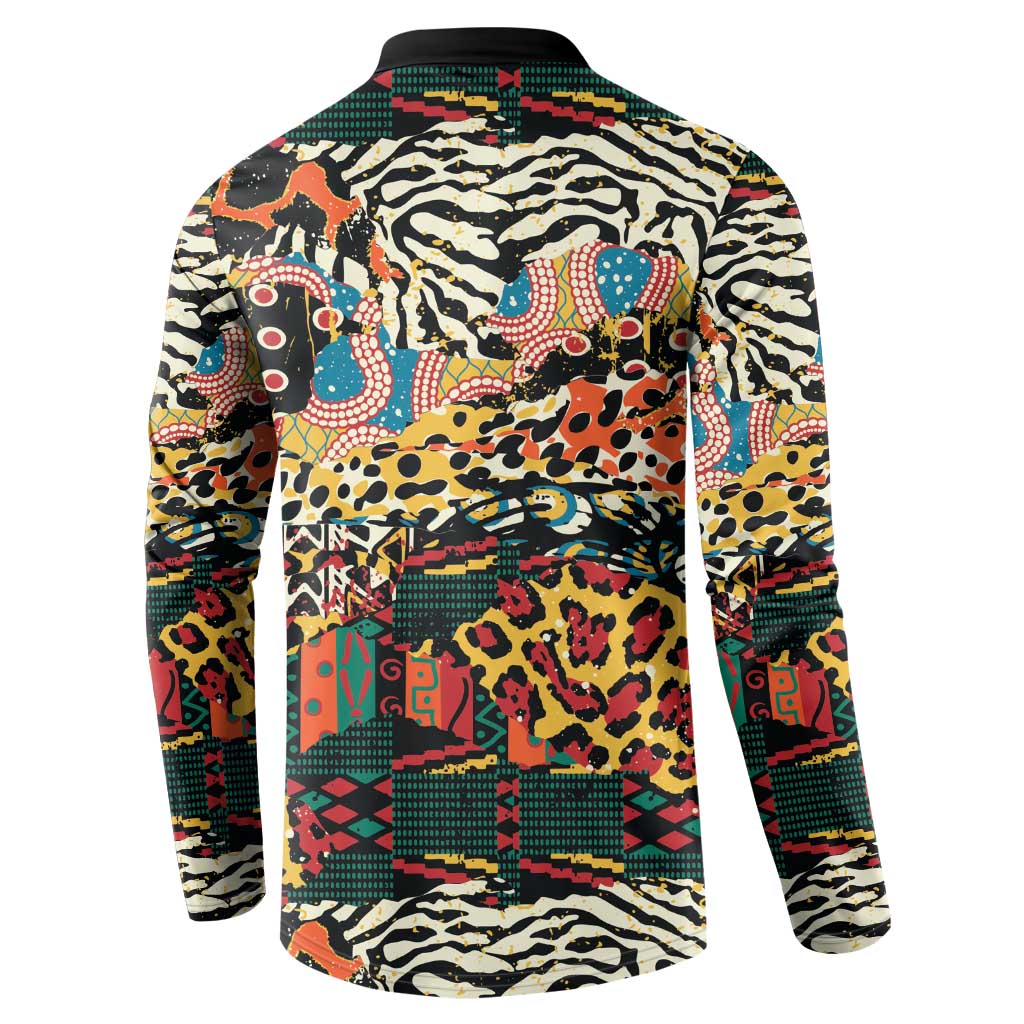 African Mixed Wild Animal Skins Button Sweatshirt
