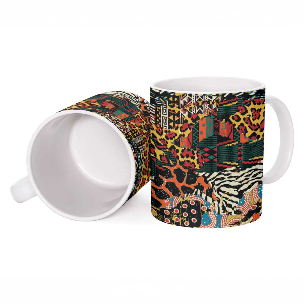 African Mixed Wild Animal Skins Ceramic Mug