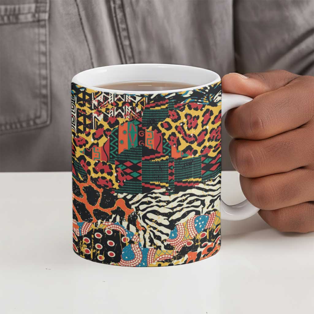 African Mixed Wild Animal Skins Ceramic Mug