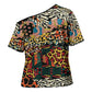 African Mixed Wild Animal Skins Cross Shoulder Shirt