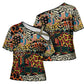 African Mixed Wild Animal Skins Cross Shoulder Shirt