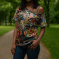 African Mixed Wild Animal Skins Cross Shoulder Shirt