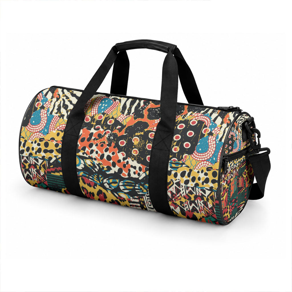 African Mixed Wild Animal Skins Duffle Bag