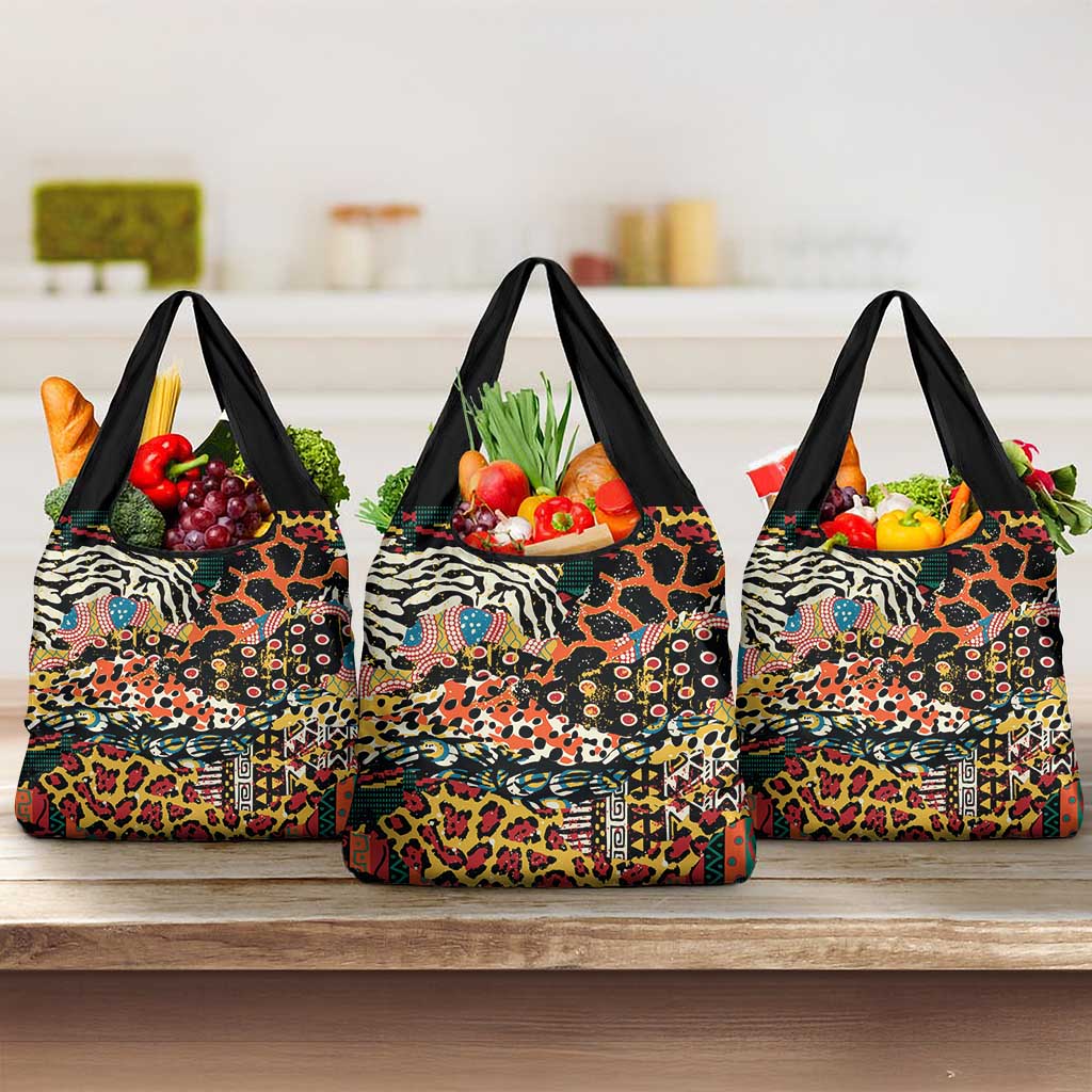 African Mixed Wild Animal Skins Grocery Bag