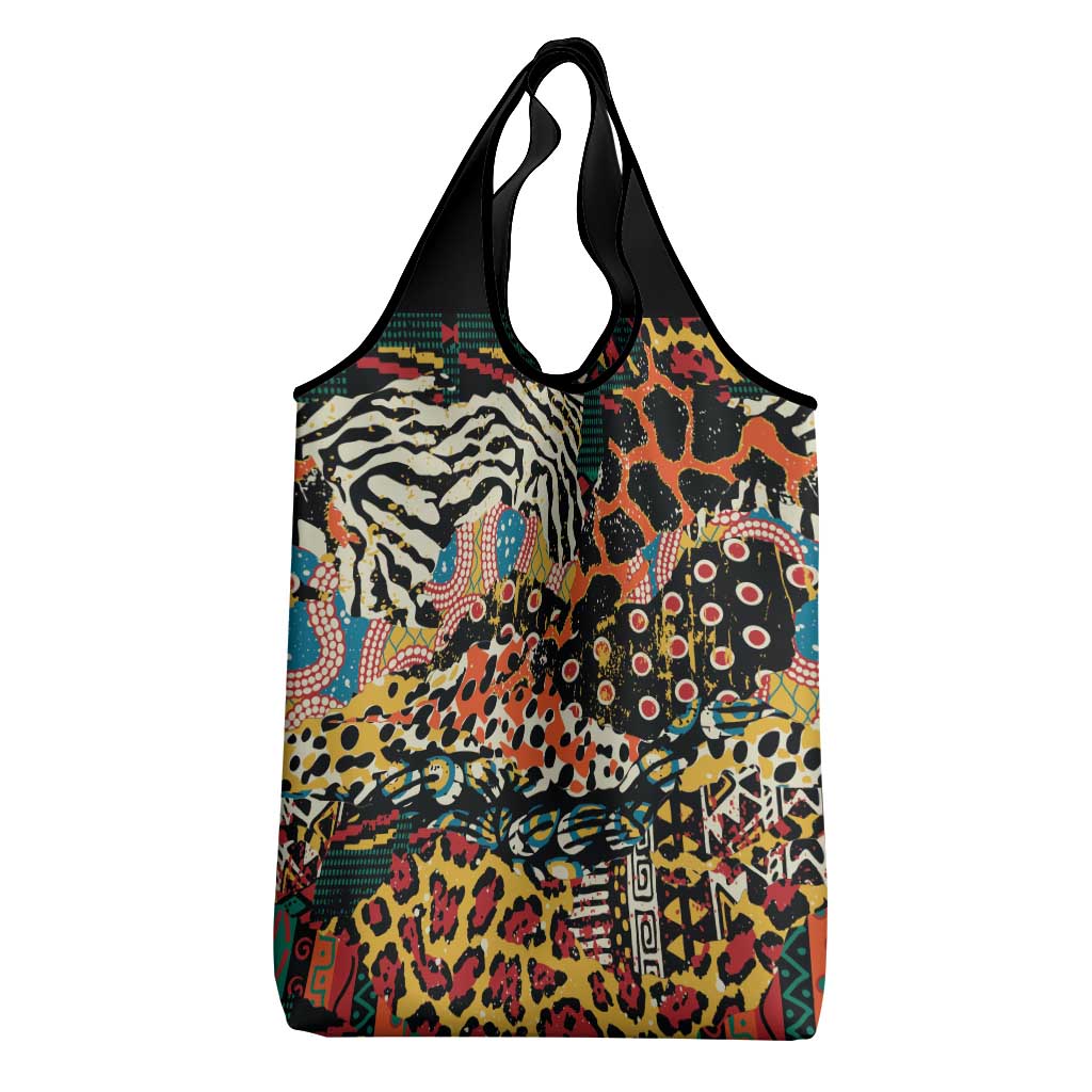 African Mixed Wild Animal Skins Grocery Bag
