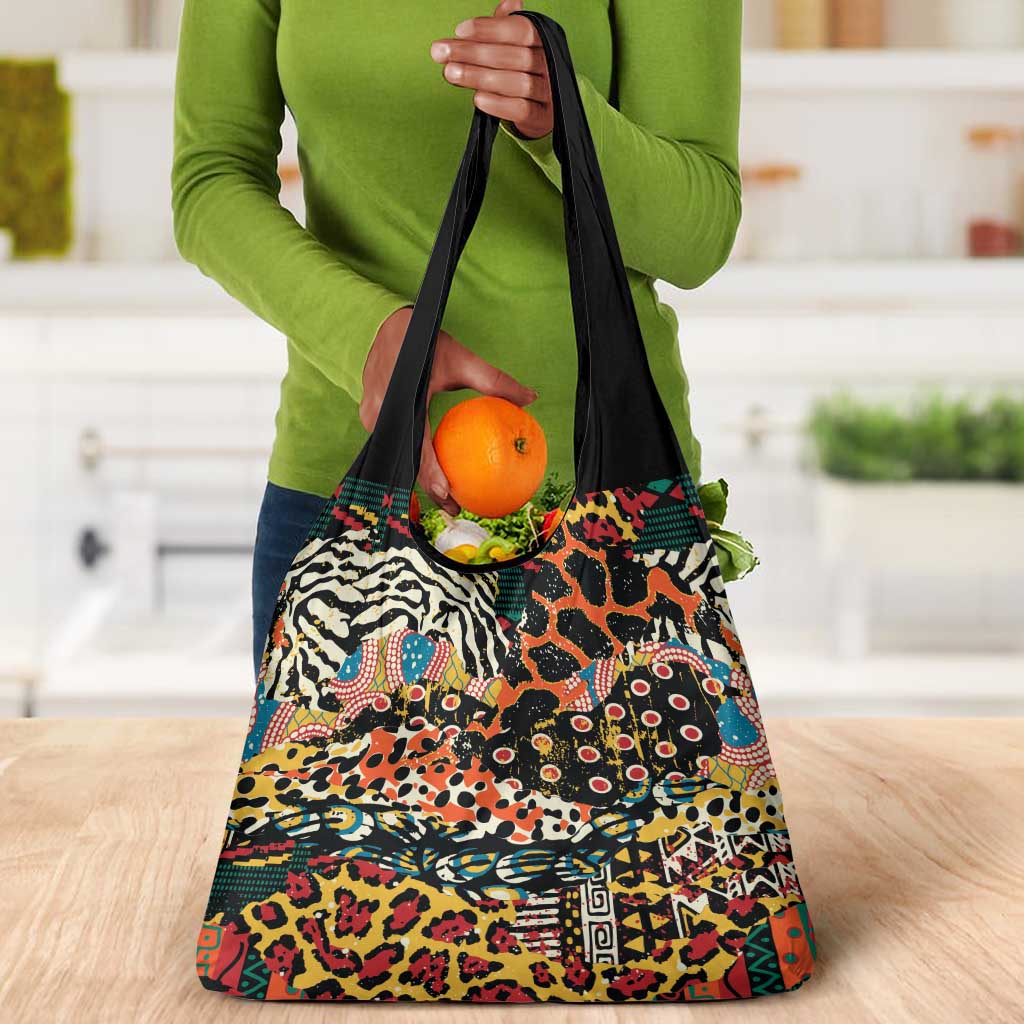 African Mixed Wild Animal Skins Grocery Bag
