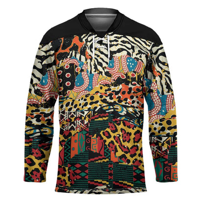 African Mixed Wild Animal Skins Hockey Jersey