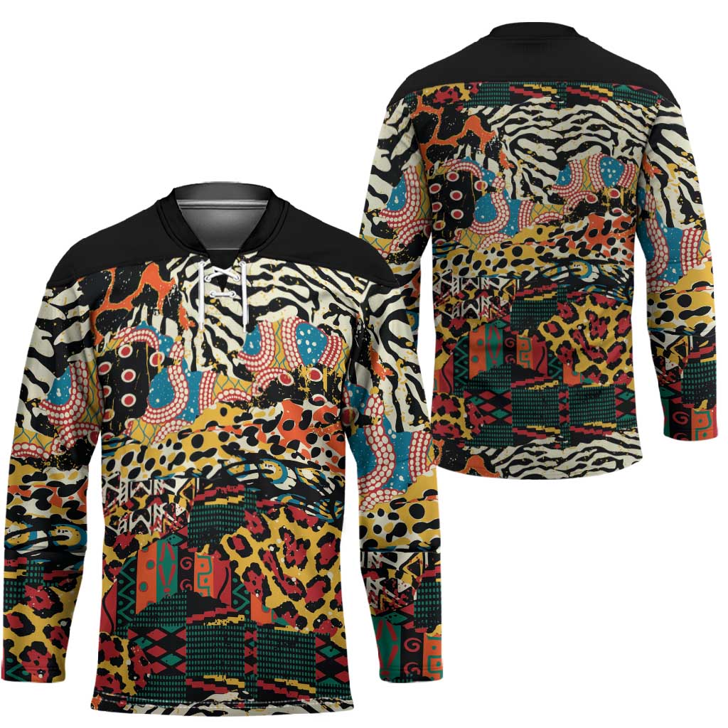 African Mixed Wild Animal Skins Hockey Jersey