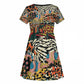 African Mixed Wild Animal Skins Kid Short Sleeve Dress