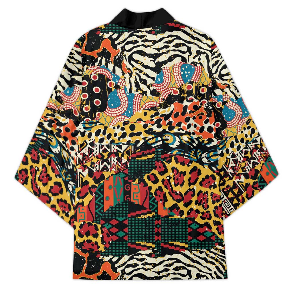 African Mixed Wild Animal Skins Kimono