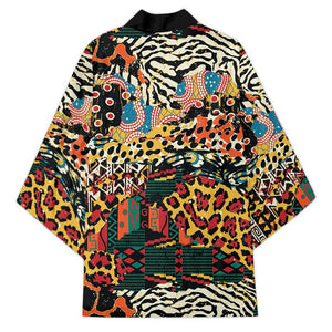 African Mixed Wild Animal Skins Kimono