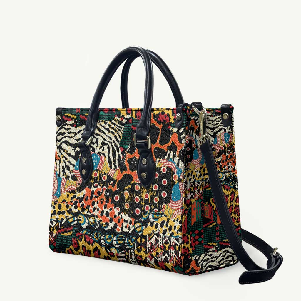 African Mixed Wild Animal Skins Leather Bag