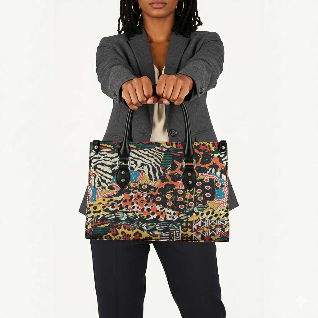 African Mixed Wild Animal Skins Leather Bag