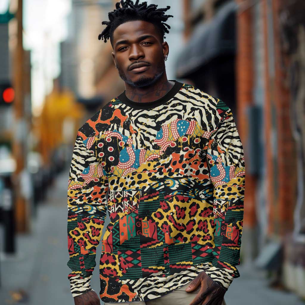 African Mixed Wild Animal Skins Long Sleeve Shirt