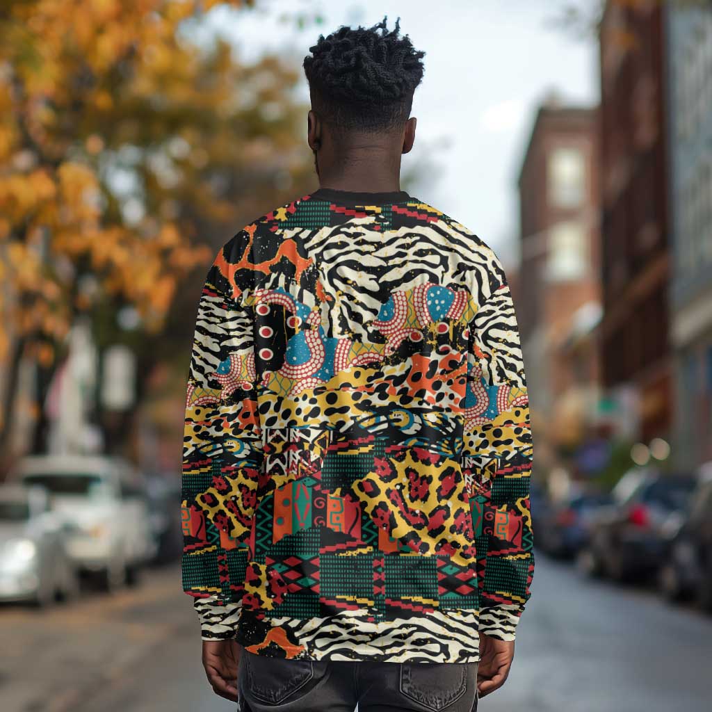 African Mixed Wild Animal Skins Long Sleeve Shirt