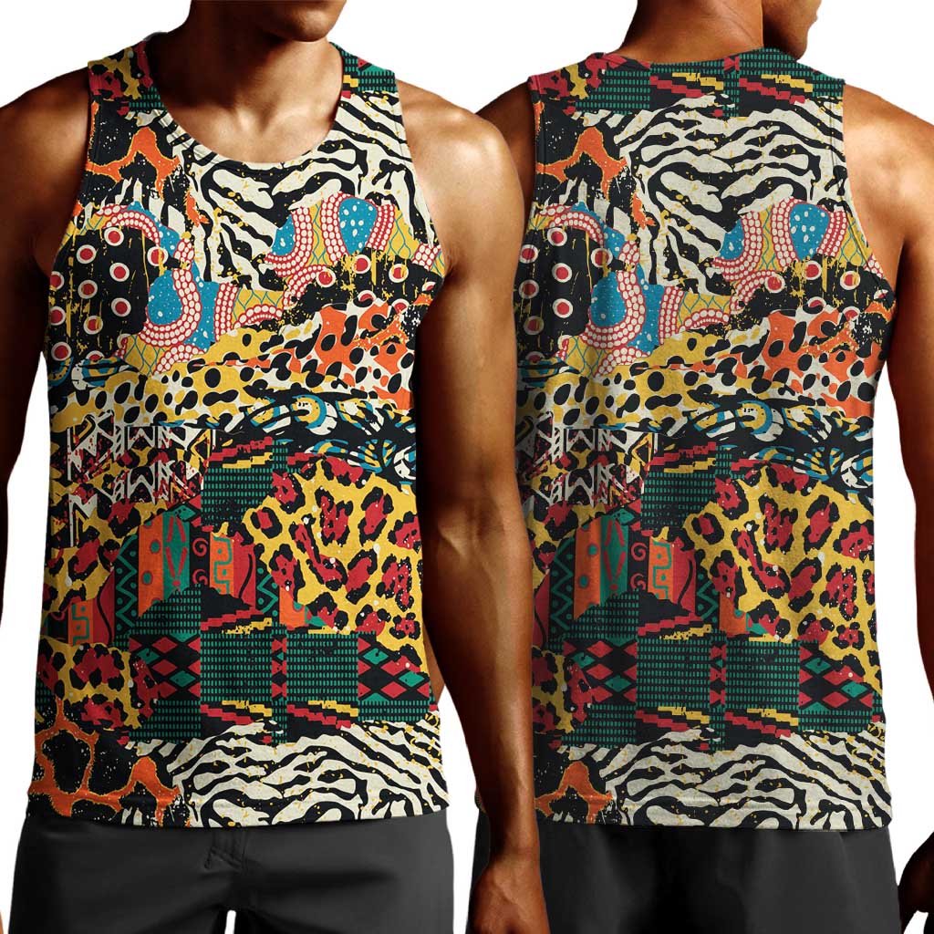 African Mixed Wild Animal Skins Men Tank Top