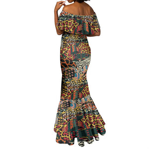 African Mixed Wild Animal Skins Mermaid Dress