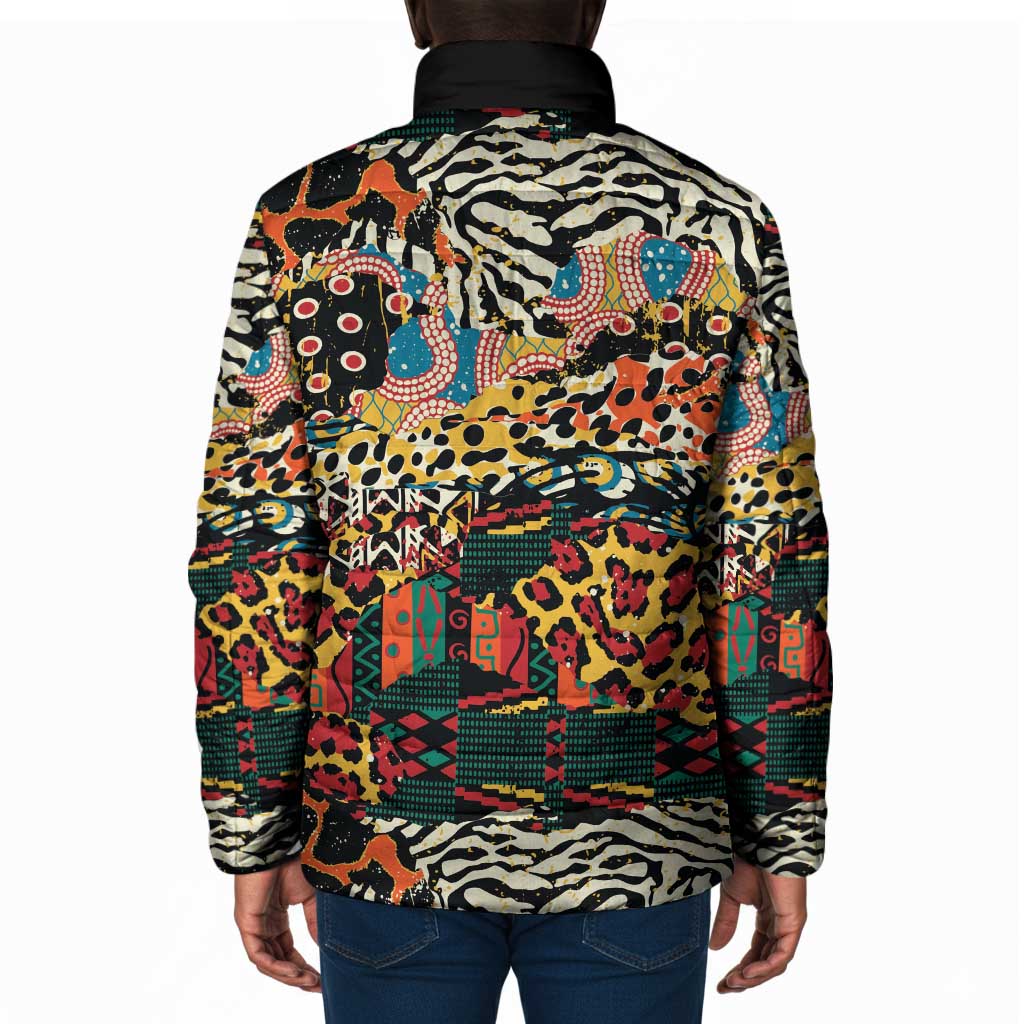 African Mixed Wild Animal Skins Padded Jacket