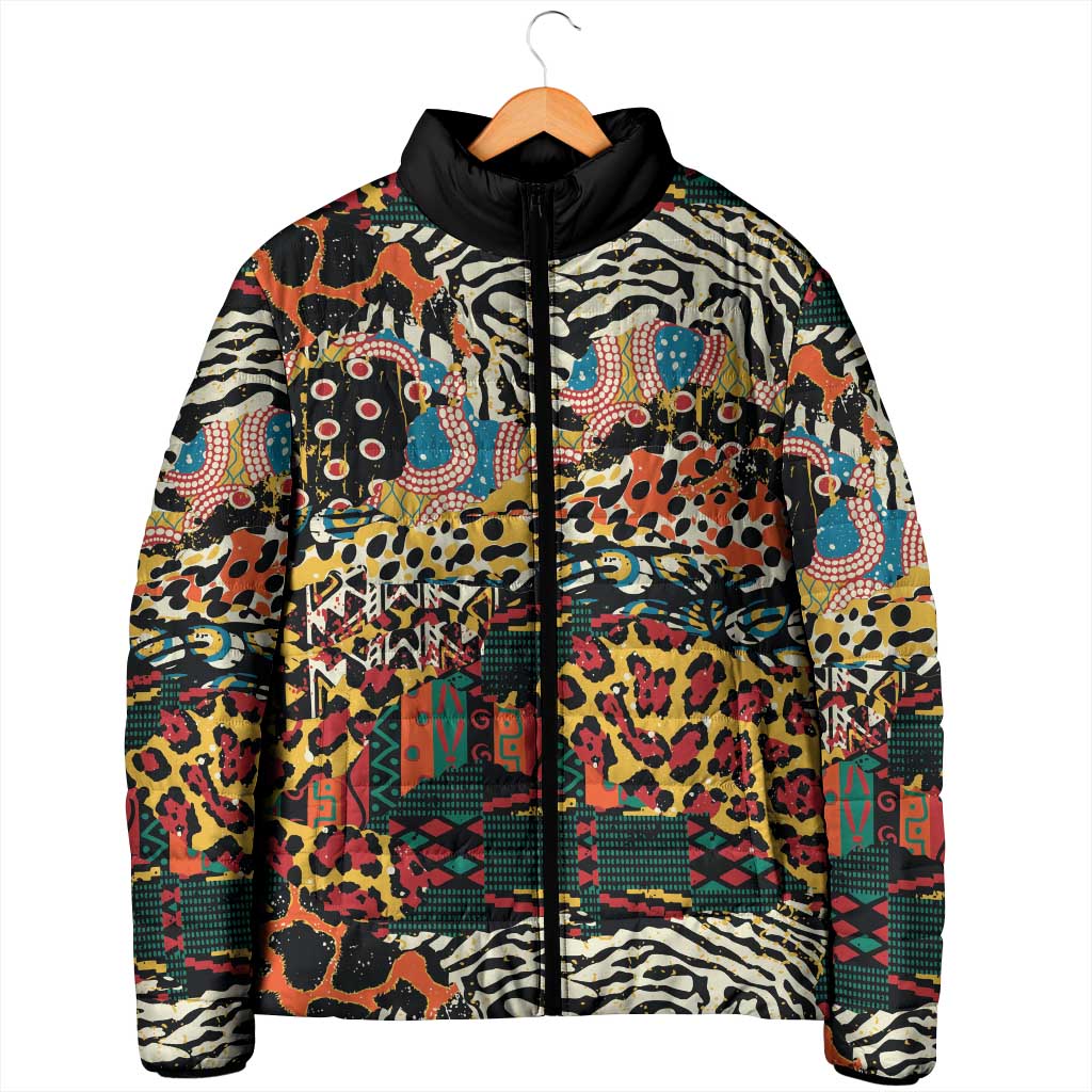 African Mixed Wild Animal Skins Padded Jacket