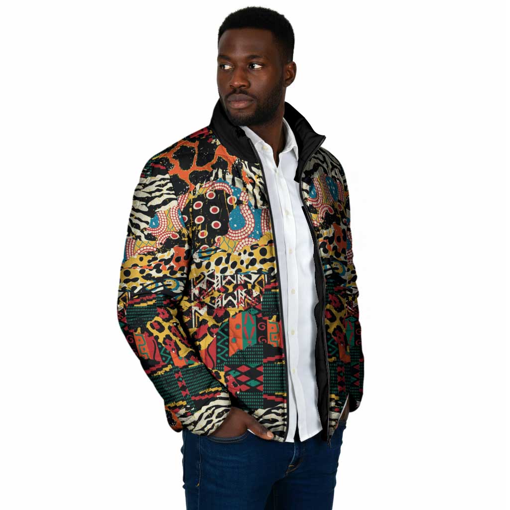 African Mixed Wild Animal Skins Padded Jacket