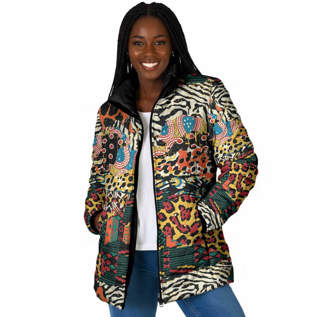 African Mixed Wild Animal Skins Padded Jacket