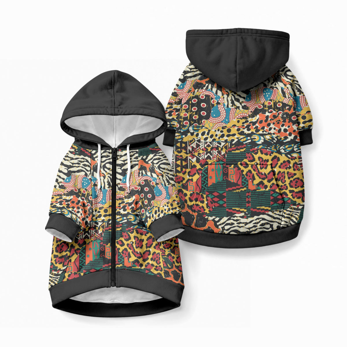 African Mixed Wild Animal Skins Pet Hoodie