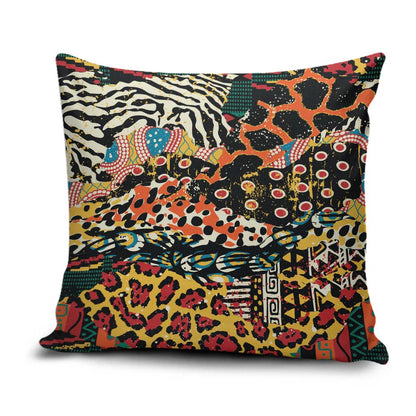 African Mixed Wild Animal Skins Pillow Cover