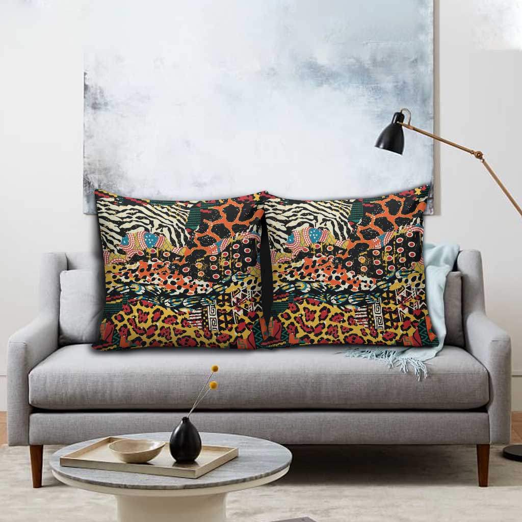 African Mixed Wild Animal Skins Pillow Cover