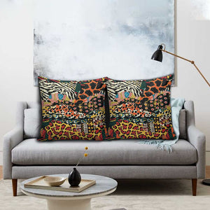 African Mixed Wild Animal Skins Pillow Cover
