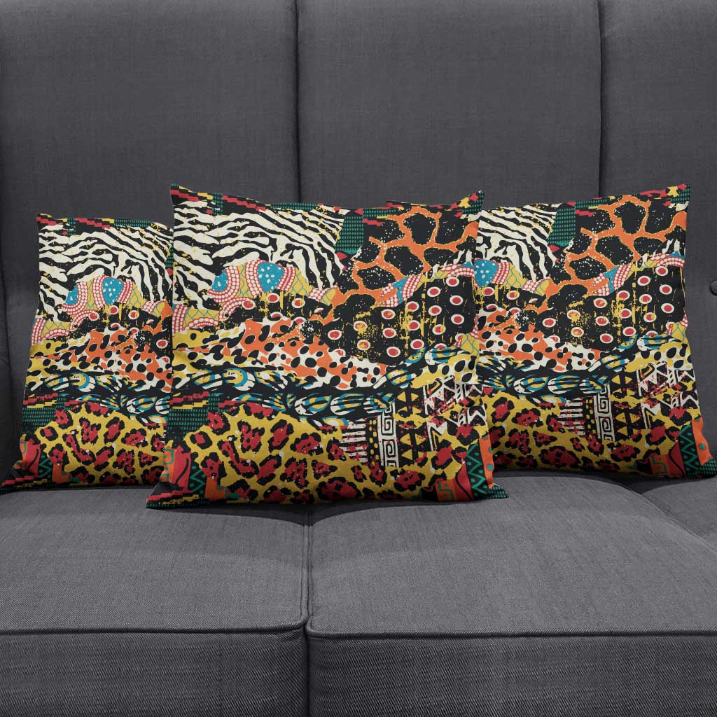 African Mixed Wild Animal Skins Pillow Cover