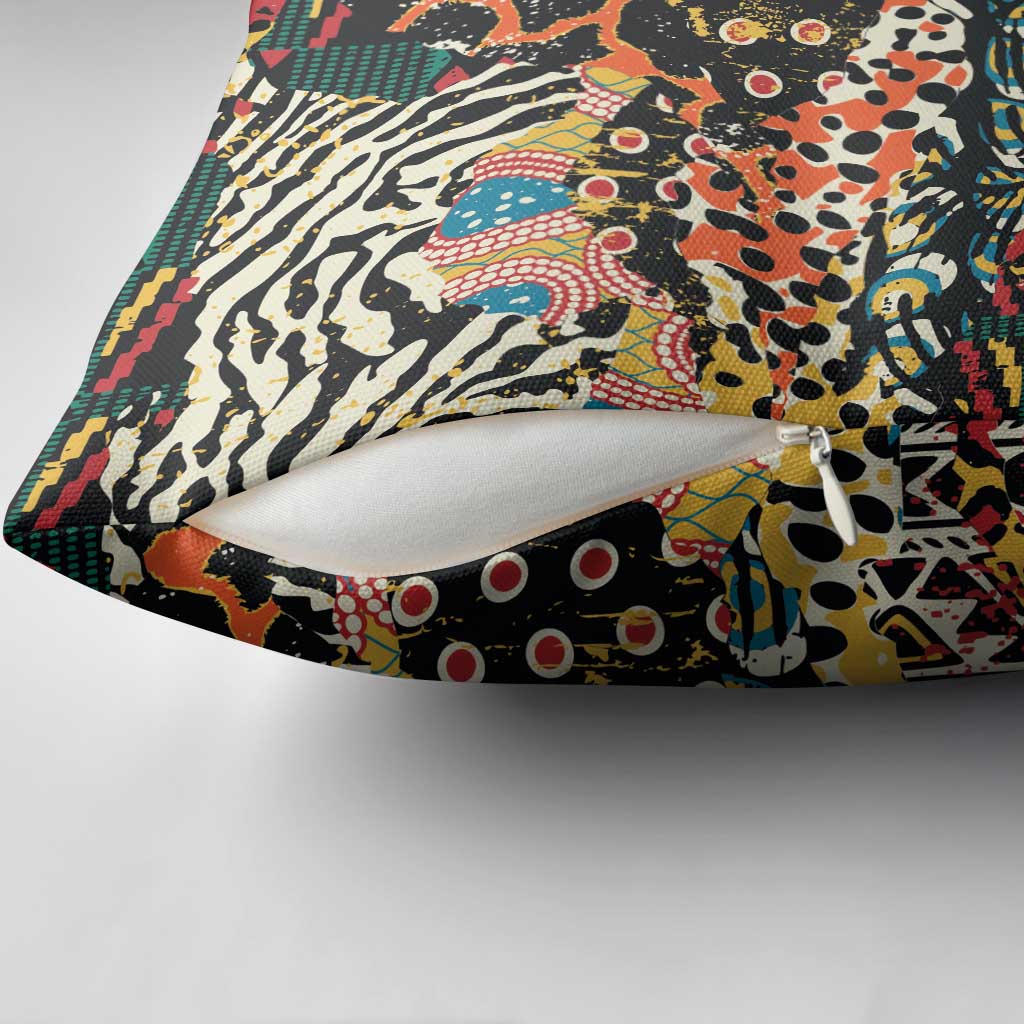 African Mixed Wild Animal Skins Pillow Cover
