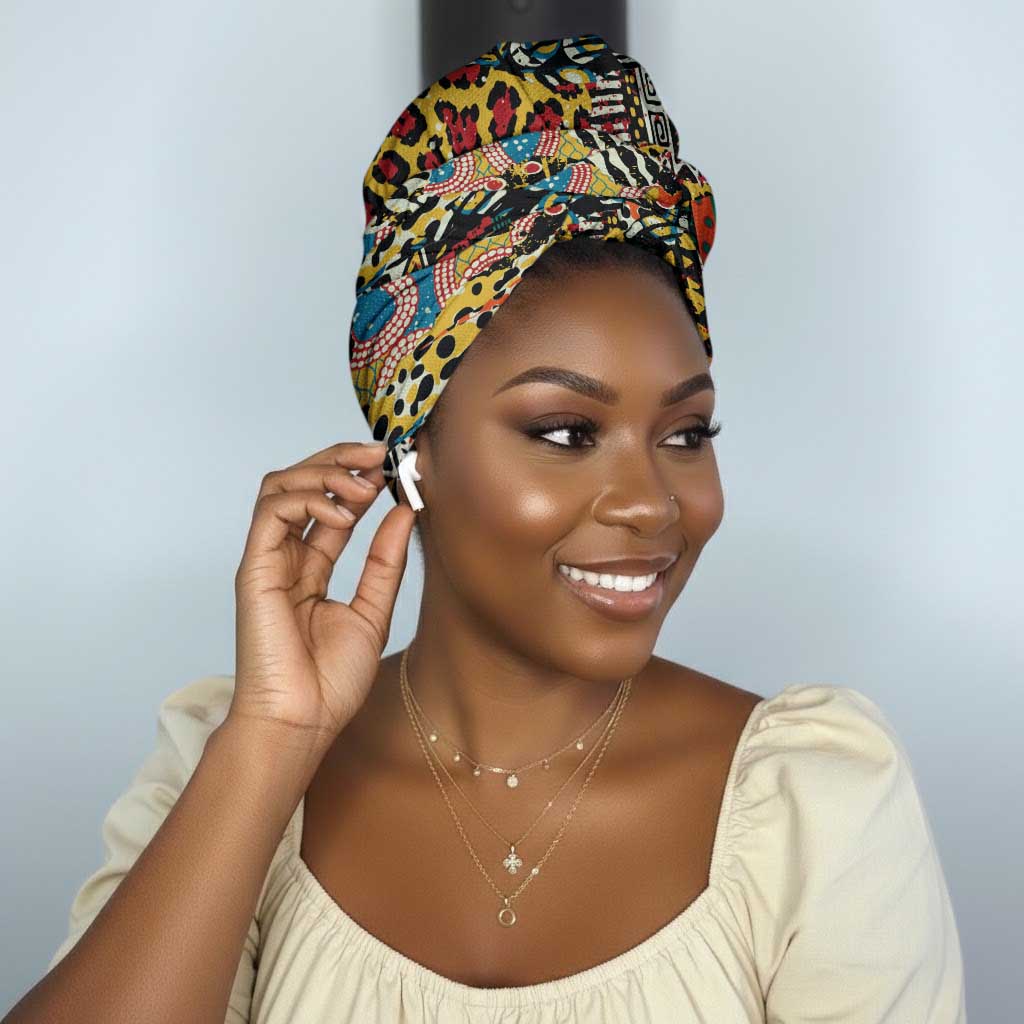 African Mixed Wild Animal Skins Simple Headwrap
