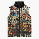 African Mixed Wild Animal Skins Sleeveless Puffer Jacket