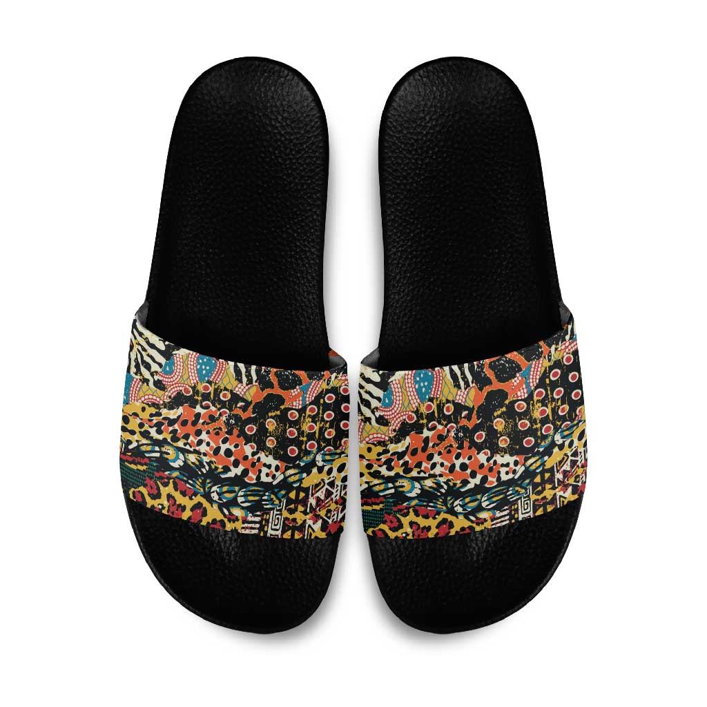 African Mixed Wild Animal Skins Slide Sandals