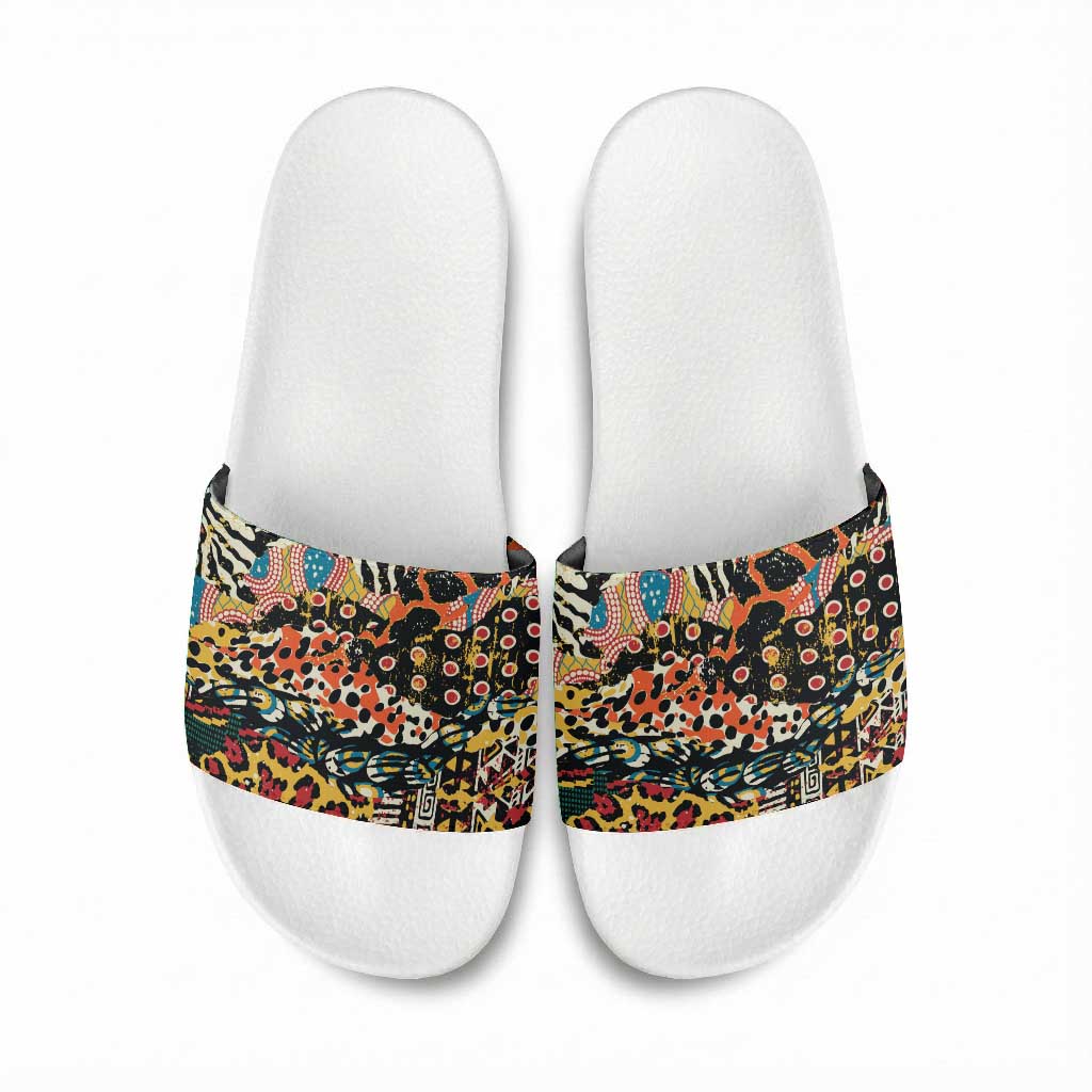 African Mixed Wild Animal Skins Slide Sandals