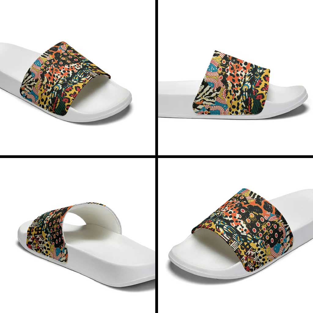 African Mixed Wild Animal Skins Slide Sandals