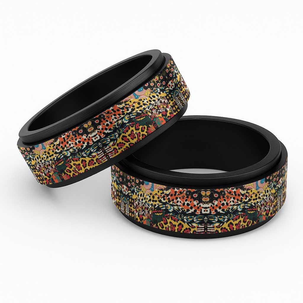 African Mixed Wild Animal Skins Spinner Ring - African Pride