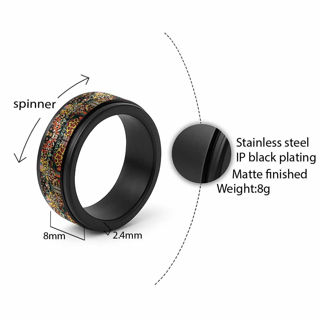 African Mixed Wild Animal Skins Spinner Ring - African Pride