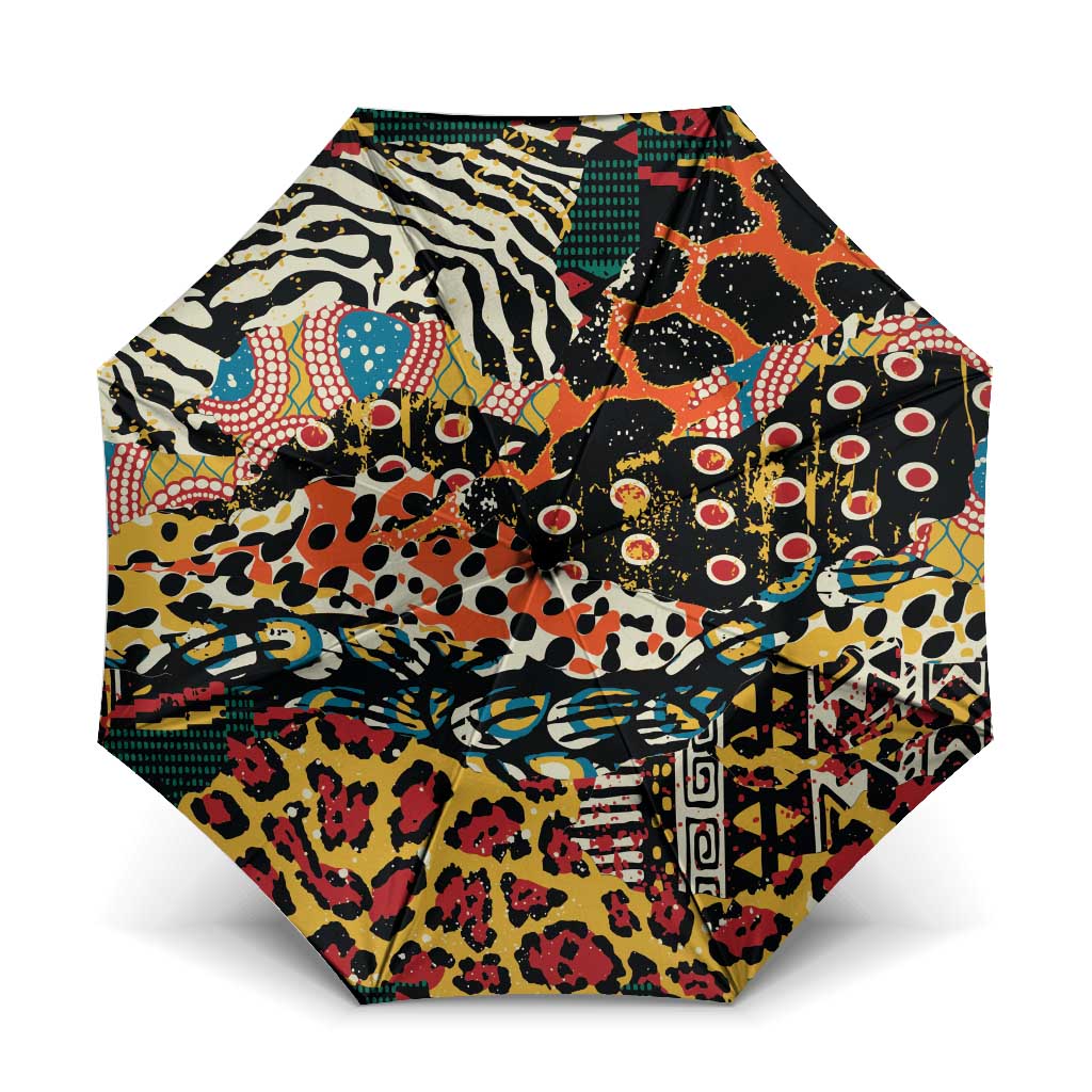 African Mixed Wild Animal Skins Umbrella