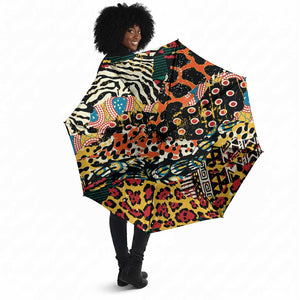 African Mixed Wild Animal Skins Umbrella