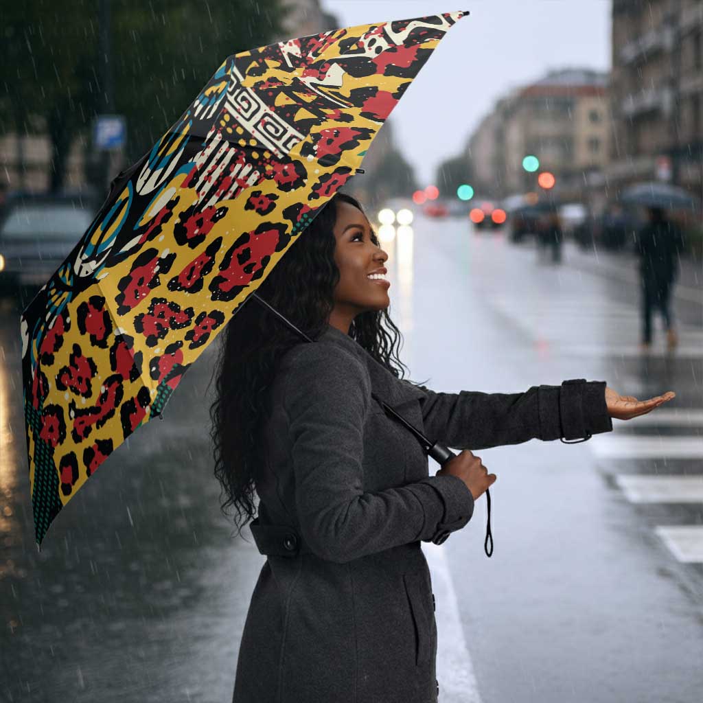 African Mixed Wild Animal Skins Umbrella