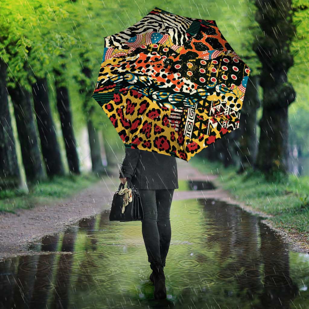 African Mixed Wild Animal Skins Umbrella