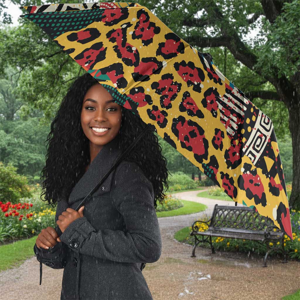 African Mixed Wild Animal Skins Umbrella