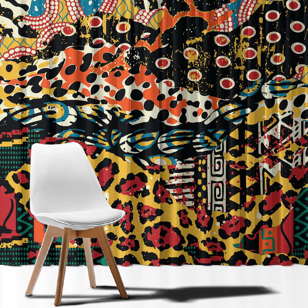 African Mixed Wild Animal Skins Window Curtain