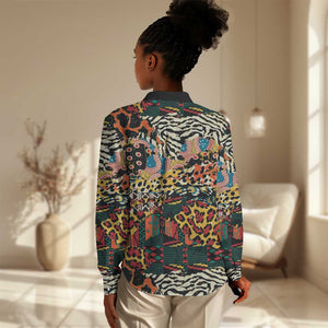 African Mixed Wild Animal Skins Women Casual Shirt