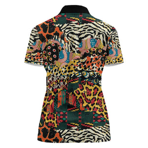 African Mixed Wild Animal Skins Women Polo Shirt