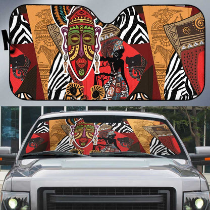 Beautiful African Women Ethnic Motifs Auto Sun Shade