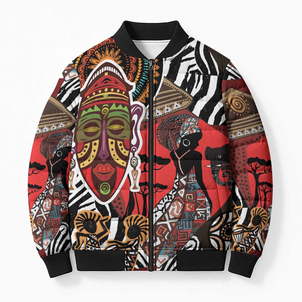 Beautiful African Women Ethnic Motifs Bomber Puffer Jacket